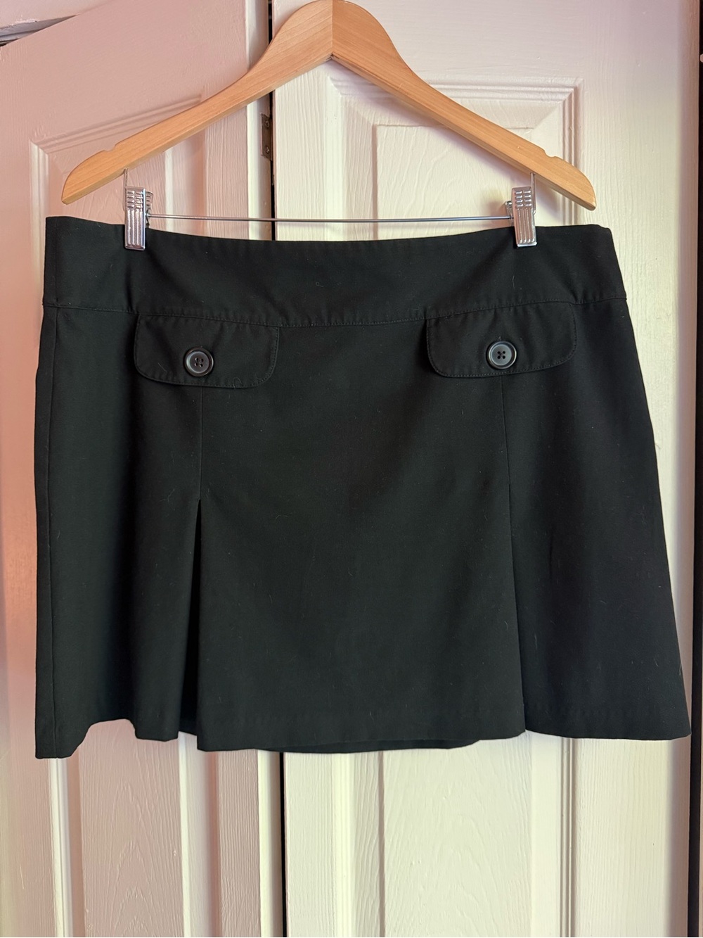 Black Mini Skirt with Buttoned Flap Pockets